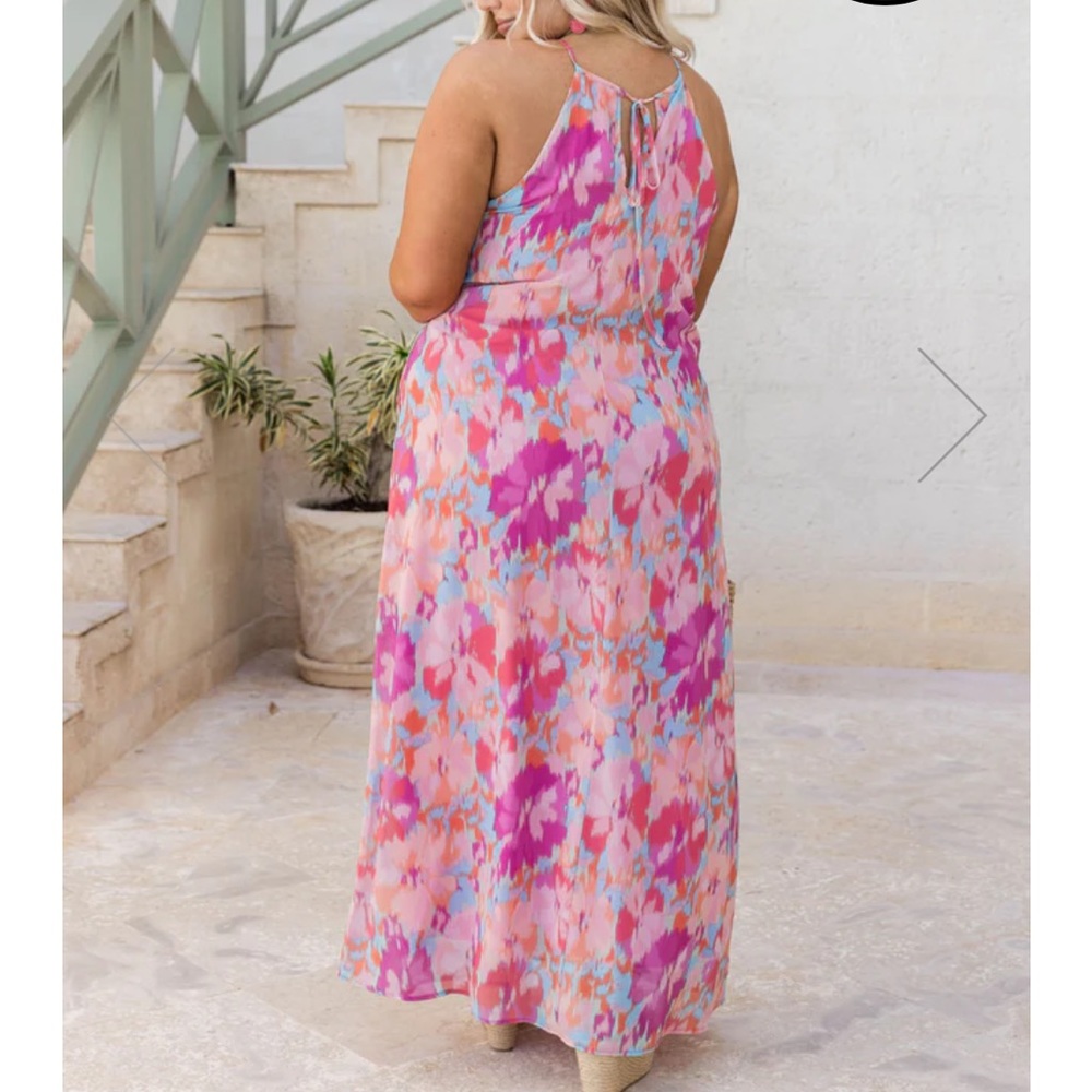 Pink Lily- Watercolor Maxi Dress- Size Large - Picture 2 of 7